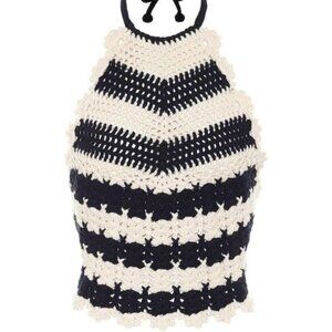 Gucci Blue Striped Wool Crochet Halterneck Top